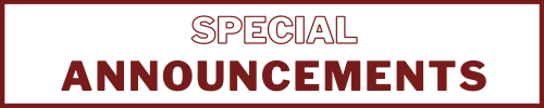 Special Announcements